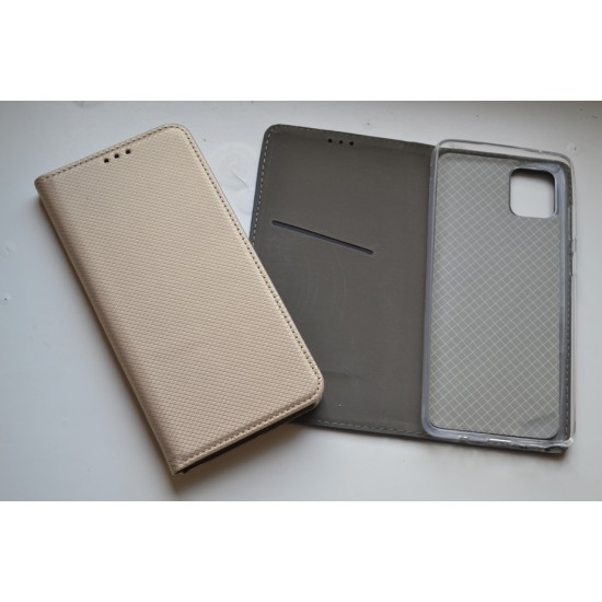 Samsung Galaxy Note 10 Lite dėklas knygutė Magnet Book, auksinis