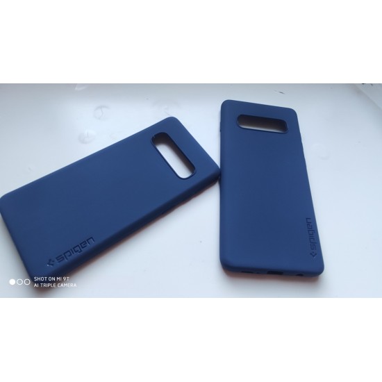 Samsung Galaxy S10+ Plus silikoninis dėklas Spigen, matinis mėlynas