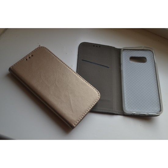 Samsung Galaxy S10e dėklas knygutė Magnetic, auksinis