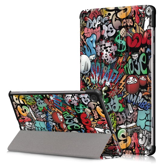 Samsung Galaxy Tab A 10.1 2019 atverčiamas dėklas knygutė, graffiti