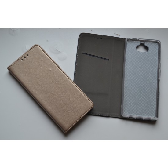 Sony Xperia 10 dėklas knygutė Magnetic, auksinis