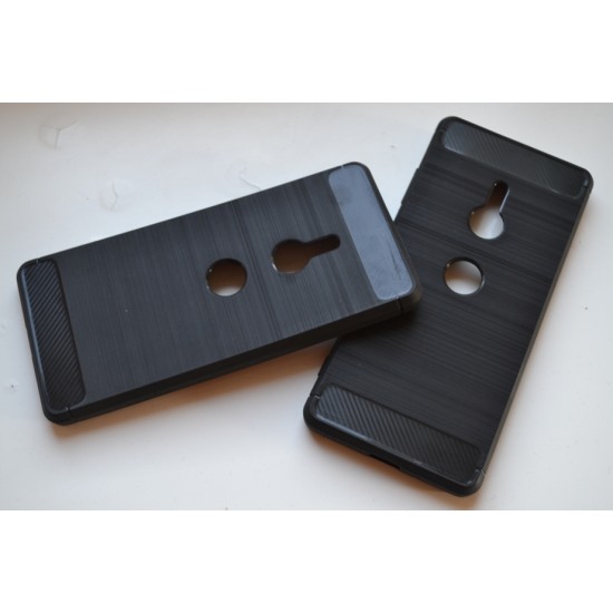 Sony Xperia XZ3 silikoninis dėklas Carbon Style, juodas