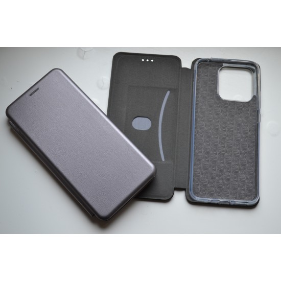 Xiaomi Redmi 10c / Poco C40 dėklas knygutė Elegance, pilkas