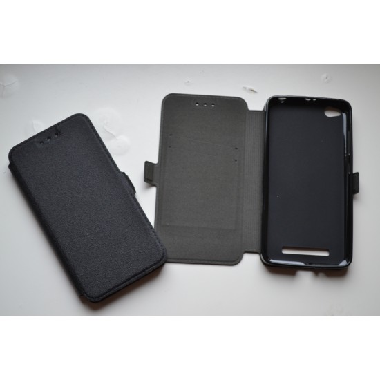 Xiaomi Redmi 4A dėklas knygutė Pocket Book, juodas