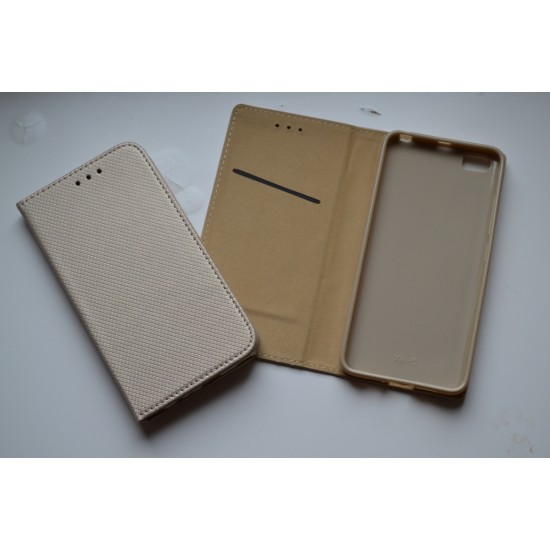 Xiaomi Mi 5 atverčiamas dėklas knygutė Magnet Book, auksinis