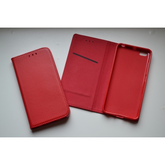 Xiaomi Mi 5 atverčiamas dėklas knygutė Magnet Book, raudonas
