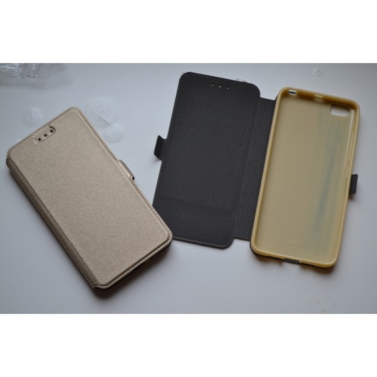 Xiaomi Mi 5 atverčiamas dėklas knygutė Pocket Book, auksinis