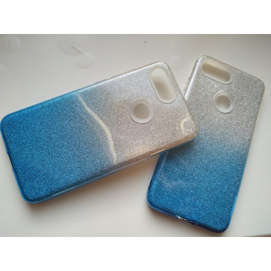 Xiaomi Mi 8 Lite blizgus silikoninis dėklas su žėručiu Bling, blue