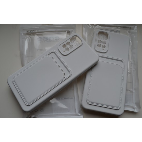 Xiaomi Redmi Note 11 / Note 11S dėklas silikoninis Card Case, baltas