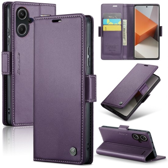 Xiaomi Redmi Note 13 Pro+ Plus 5G dėklas knygutė CaseMe, baklažano