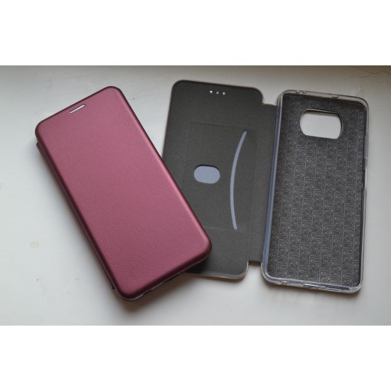 Xiaomi Poco X3 / X3 Pro dėklas knygutė Elegance, bordo