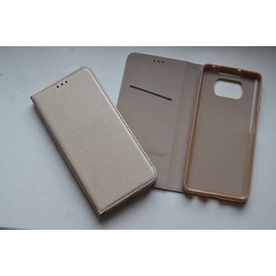Xiaomi Poco X3 / X3 Pro dėklas knygutė, auksinis