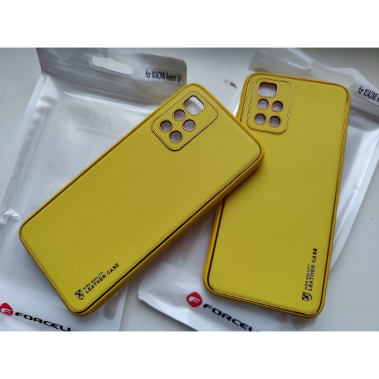 Xiaomi Redmi 10 dėklas nugarėlė Leather Case, geltonas