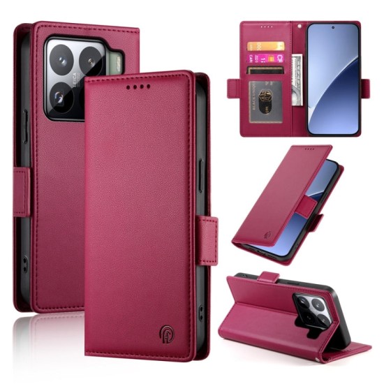 Xiaomi 15 dėklas knygutė Side Buckle, bordo Xiaomi 15 dėklas knygutė Side Buckle, bordo
