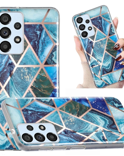 Samsung Galaxy A32 4G dėklas Electroplated Marble Pattern TPU Phone Case(Blue and Green)