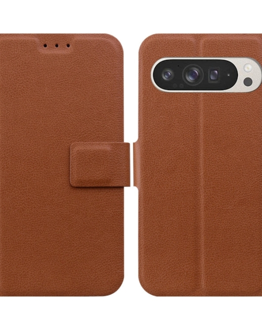 Google Pixel 9 Pro XL dėklas Ultra-thin Voltage Magnetic Buckle Leather Phone Case(Brown)