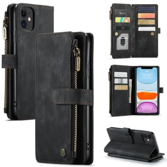 Apple iPhone 11 dėklas atverčiamas knygutė piniginė CaseMe C30, juodas Apple iPhone 11 dėklas atverčiamas knygutė piniginė CaseMe C30, juodas