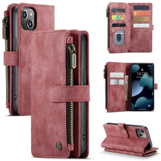 Apple iPhone 13 dėklas atverčiamas knygutė piniginė CaseMe C30, raudonas Apple iPhone 13 dėklas atverčiamas knygutė piniginė CaseMe C30, raudonas