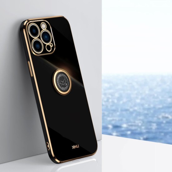 Apple iPhone 15 Pro dėklas nugarėlė silikoninis Xinli su žiedu, juodas Apple iPhone 15 Pro dėklas nugarėlė silikoninis Xinli su žiedu, juodas