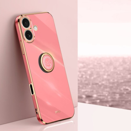 Apple iPhone 16 dėklas nugarėlė silikoninis Xinli su žiedu, raudonas Apple iPhone 16 dėklas nugarėlė silikoninis Xinli su žiedu, raudonas