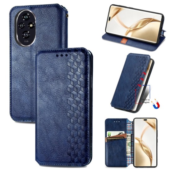 Honor 200 Pro dėklas knygutė Cubic Grid, mėlynas Honor 200 Pro dėklas knygutė Cubic Grid, mėlynas