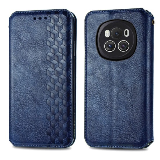 Honor Magic6 dėklas knygutė Cubic Grid, mėlynas Honor Magic6 dėklas knygutė Cubic Grid, mėlynas
