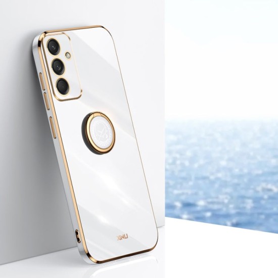 Samsung Galaxy M55 5G dėklas nugarėlė silikoninis Xinli su žiedu, baltas Samsung Galaxy M55 5G dėklas nugarėlė silikoninis Xinli su žiedu, baltas