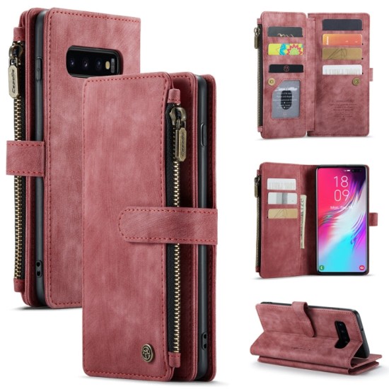 Samsung Galaxy S10+ Plus dėklas atverčiamas knygutė piniginė CaseMe C30, raudonas Samsung Galaxy S10+ Plus dėklas atverčiamas knygutė piniginė CaseMe C30, raudonas
