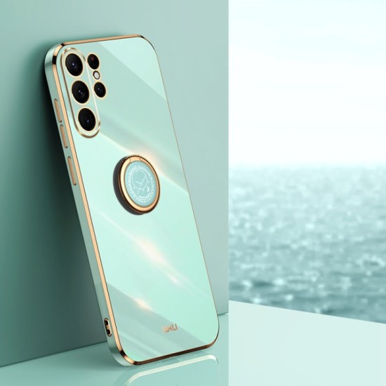 Samsung Galaxy S23 Ultra dėklas nugarėlė silikoninis Xinli su žiedu, žalsvas