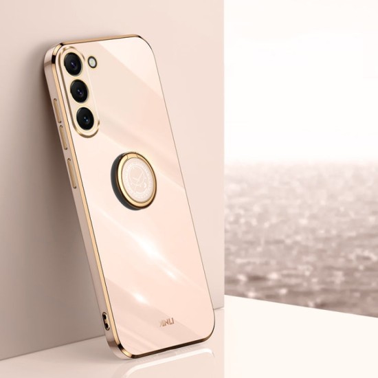 Samsung Galaxy S24+ Plus dėklas nugarėlė silikoninis Xinli su žiedu, rausvas Samsung Galaxy S24+ Plus dėklas nugarėlė silikoninis Xinli su žiedu, rausvas