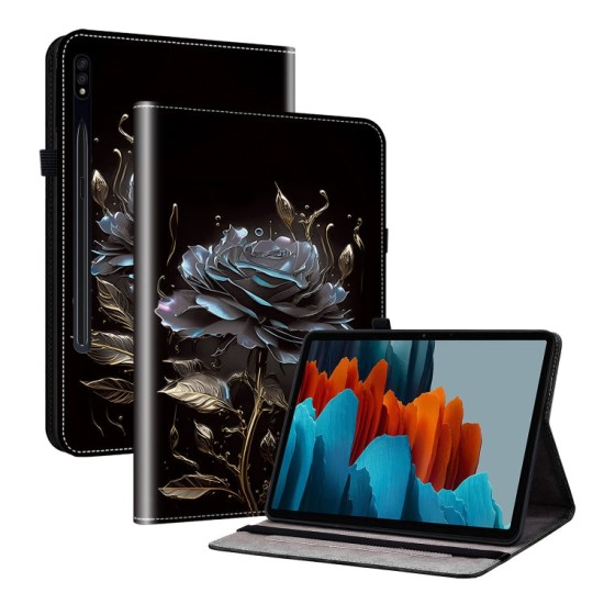 Samsung Galaxy Tab S7 FE dėklas knygutė su piešiniu(Black Rose) Samsung Galaxy Tab S7 FE dėklas knygutė su piešiniu(Black Rose)