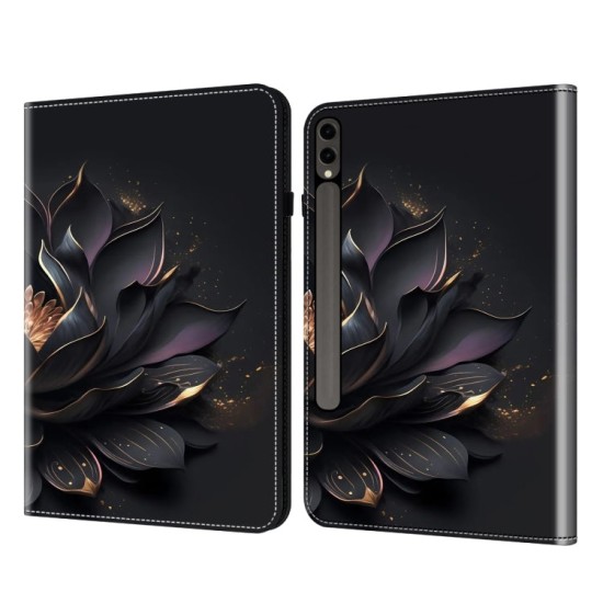 Samsung Galaxy Tab S9+ Plus / S9 FE+ Plus dėklas knygutė su piešiniu(Purple Lotus) Samsung Galaxy Tab S9+ Plus / S9 FE+ Plus dėklas knygutė su piešiniu(Purple Lotus)