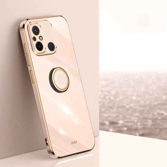 Xiaomi Redmi 12C dėklas nugarėlė silikoninis Xinli su žiedu, rožinis